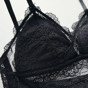 Soutien-gorge sans fil en dentelle pour femmes, débardeur dos bas, rembourré, mince, triangle, sous-vêtements sans couture - Product Image 5