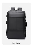Sac à dos pour ordinateur portable noir de grande capacité pour les voyages d'affaires, sac à dos extensible multifonctionnel avec USB, sac à dos sous le siège