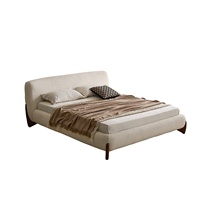 Lit Double Zayshine Style Rétro Français Crème Blanc Sherpa, Grande Taille 1,5/1,8 Mètre, pour Chambre Principale de Villa ou Appartement