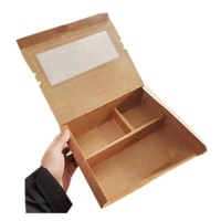 Boîte repas en carton blanc 1000ml, portable, micro-ondable, anti-fuite, biodégradable, emballage alimentaire à emporter, gobelet individuel