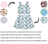 Nouveauté : Ensemble d'été décontracté pour bébés et jeunes enfants, comprenant un haut court sans manches à col rond et une jupe évasée à taille élastique, en tissu doux de haute qualité.