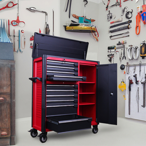 Armoire à roulettes à 10 tiroirs, 1 porte, en métal/acier/fer, coffre de rangement pour outils, trous latéraux, crochets suspendus, personnalisable, support OEM, ateliers - Product Image 6