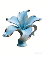 Sculpture florale dégradée bleue polie miroir en acier inoxydable pour fontaine d'hôtel, installation commerciale, résistante aux intempéries, extérieur 10
