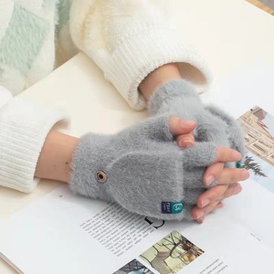 Guantes acrílicos de medio dedo para otoño e invierno, mitones de punto con tapa, cubierta gruesa cálida, diseño liso para uso diario, fábrica de deportes - Product Image 4