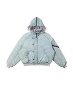 Veste bomber bleu délavé sur mesure en gros OEM 2025