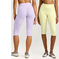 Nouveau pantalon de yoga pour femme, taille élastique, uni, brossé, longueur mollet, taille haute, coupe ajustée, séchage rapide, pour la course et le fitness en extérieur