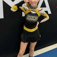 Ensemble d'uniformes de cheerleading personnalisés pour enfants et filles, robe plissée en spandex et polyester, impression numérique, OEM, compétition scolaire
