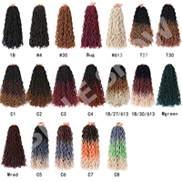 Extensions de cheveux dreadlocks ondulées au crochet, fausses locs douces Goddess, tresses 18 pouces pour locs gypsy bouclées ondulées pré-bouclées individuelles