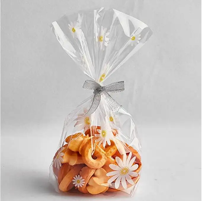 Pochettes cellophanes transparentes 100 pièces, sacs plastique Opp clair pour bonbons, emballage à cookies/sucettes, sac cadeau pour fête mariage