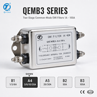 Filtre EMI monophasé à deux étages QEMB3-A4-10A 115/250VAC pour la suppression du bruit de mode commun dans les armoires de commande PLC