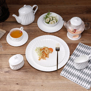 Assiettes à dîner en porcelaine blanche PITO, vaisselle en porcelaine fine, service de vaisselle pour restaurant, assiettes à dîner pour mariages - Product Image 5
