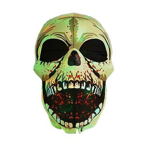 Décorations gonflables d'Halloween personnalisées de 4 pieds, crâne effrayant et coloré avec LED magiques intégrées à intensité variable, 110V, pour jardin et pelouse - Product Image 1