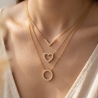 Collier pendentif personnalisé en acier inoxydable 316L plaqué or 18K PVD avec cercle en forme de cœur et zircon cubique, bijoux tendance pour femmes