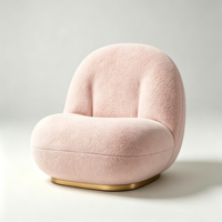 Fauteuil d'appoint de luxe moderne en tissu Sherpa au design élégant, pivotant et rotatif, pour salon, bureau à domicile