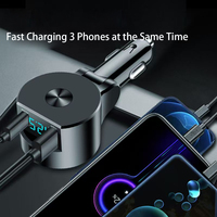 Chargeur de voiture USB C 65W à charge ultra rapide avec affichage de la tension et câble Type C rétractable pour iPhone 16 – Produits Dropshipping 2025
