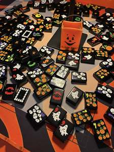Tuiles de <span class=keywords><strong>Mahjong</strong></span> pour Fête d'Halloween Horreur, Numéros Rouges, Motif Fantôme <span class=keywords><strong>Blanc</strong></span>, Acrylique <span class=keywords><strong>Noir</strong></span> Brillant, Idéal Cadeau de Fêtes - Product Image 4