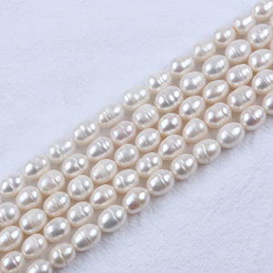 Perles d'eau douce de Zhuji, forme de riz, blanches, 8-9 mm, naturelles, semi-finies, pour bijoux DIY, colliers et bracelets - Product Image 3