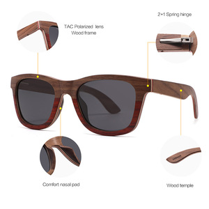 Gafas de Sol de Madera Unisex con Lentes Polarizadas TAC UV400, Montura Ovalada Clásica, Cómodas, a la Moda, Protección Solar - Product Image 1