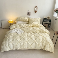 Nouvelle Housse de Couette Personnalisée en Polyester 100% Anti-Boulochage, Motif Floral Coréen Dessin Animé, 4 Pièces, Tissée, Taille Queen/King, 100TC