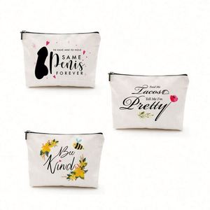 Custom Pattern Logo Zipper Toiletry Pen Case Eco-Friendly Travel Cotton Canvas Cosmetic Makeup <b>Bags</b> Fashionable Cartoon Style - Product Image 1