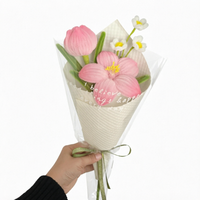 Bouquet de fleurs en tiges de chenille faites à la main avec sac cadeau à lettres pour anniversaire, mariage, remise de diplôme, cadeau pour professeur, vente en gros