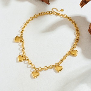 Collana con Ciondolo a Cuore in Oro Antiossidante, Nuova Tendenza, Gioielli Carini Senza Ossidazione, Gioielli in Acciaio Inossidabile 316L TGXL11154 - Product Image 3