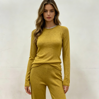Nadina – Pull décontracté tricoté ultra-léger de haute qualité à col rond et manches longues, couleur unie, personnalisable OEM & ODM pour femme