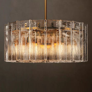 Lustre rond en verre transparent de 47 pouces pour salon moderne, cuisine, îlot, grand lustre en fer de luxe pour villa, hôtel, design américain - Product Image 2
