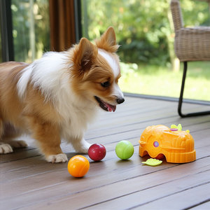 Dispensador de golosinas para mascotas, alimentador interactivo de plástico para perros, estilo de dibujos animados, operación manual, color sólido - Product Image 4