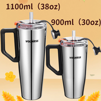 Vaso Térmico Moderno de Acero Inoxidable de Doble Pared con Aislamiento al Vacío, con Asa para Sostener con una Mano