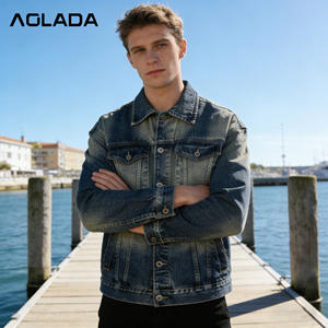Giacca di Jeans Corta Casual <span class=keywords><strong>Blu</strong></span> per <span class=keywords><strong>Uomo</strong></span>, Personalizzata in Fabbrica, Effetto Invecchiato, Alta Qualità, 100% Cotone - Product Image 1