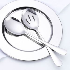 Cuchara de sopa y tenedor de metal de acero inoxidable 410 al por mayor para restaurantes, cocinas occidentales y hoteles, para compartir verduras. - Product Image 3