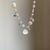 Collier ras du cou YW style vacances, coquillages colorés, étoiles de mer et perles, accessoires