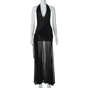 Super Offerta <span class=keywords><strong>Abito</strong></span> da Donna Sexy da Festa <span class=keywords><strong>Nero</strong></span> <span class=keywords><strong>Midi</strong></span> Lungo con Profonda Scollatura a V, Rete Trasparente, Allacciatura al Collo e Schiena Scoperta - Product Image 3