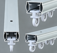 Rail de rideau en aluminium épais à double rainure, robuste, avec roulettes silencieuses doubles