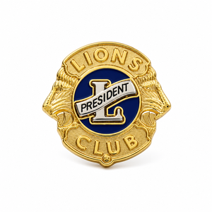 Distintivo Internazionale Lions Club Personalizzato di Alta Gamma, Ecologico, Placcato Oro, in Metallo con Smalto Morbido o Duro - Product Image 1