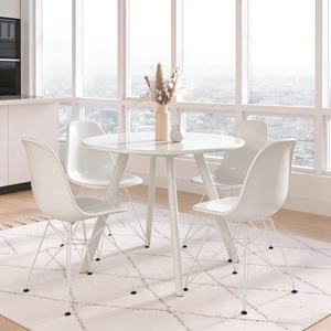 Mesa Blanca <span class=keywords><strong>en</strong></span> Oferta con Acabado <span class=keywords><strong>en</strong></span> Madera de Nogal, Mesa de Comedor Redonda - Product Image 1