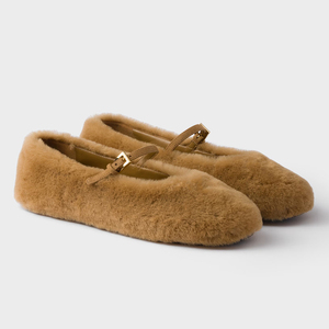 Ballerine OEM con Punta Rotonda in Pelliccia di Coniglio per <span class=keywords><strong>Donna</strong></span>, Vendita all'Ingrosso, Taglie Grandi, con Cinturino e Fibbia, <span class=keywords><strong>Scarpe</strong></span> Casual Invernali Stile Mary Jane Color <span class=keywords><strong>Cammello</strong></span> - Product Image 3