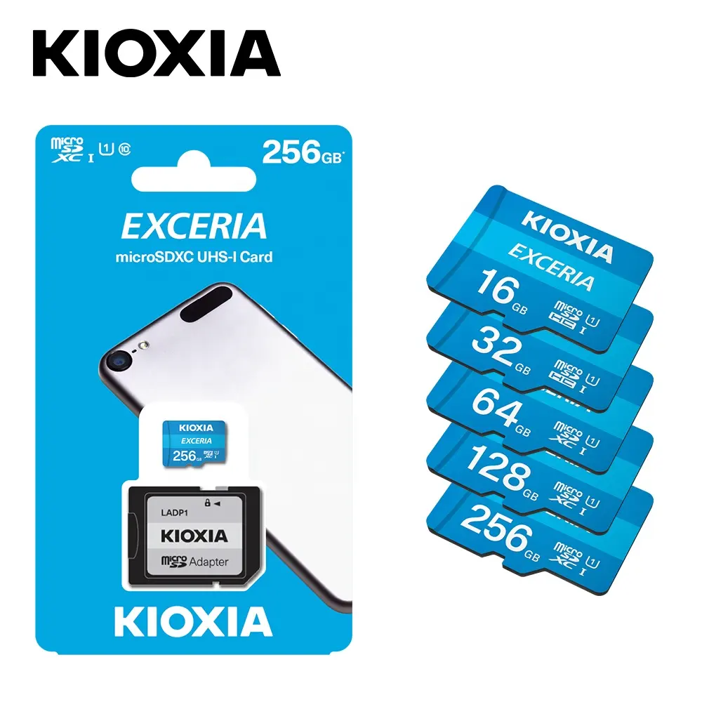 EXW fiyat yeni orijinal KIOXIA EXCERIA microSD kart Toshiba SDHC SDXC kart adaptörü ile U1 C10 16gb 32gb 64gb 128gb 256gb bellek