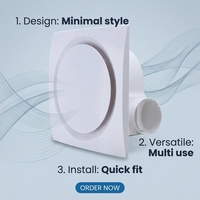Ventilateur de ventilation commercial pour conduits, 8 pouces, silencieux, pour plafond, avec faible niveau sonore (50 dB), alimenté par courant alternatif