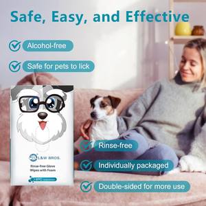 ถุงมือเช็ดทำความสะอาดสัตว์เลี้ยงแบบเปียกผ้าเปียกสำหรับสุนัขแมวสัตว์เลี้ยงปราศจากแอลกอฮอล์ - Product Image 3