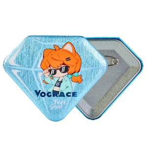Pin Kancing Holografik Berbentuk Berlian dengan Glitter Kustom Vograce - Product Image 2