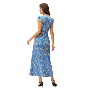 Vestido Maxi Vintage de Verano y Primavera para Mujer, Estampado de Puntos, Casual, con Adorno de Lazo y Cintura Natural - Product Image 4