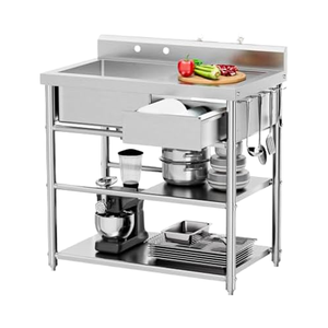 Thương mại Nhà bếp thép không gỉ tiện ích chìm 36.22 \ "W x 21.46 \" D x 38.78 \ "H hai Kệ bàn làm việc ngăn kéo - Product Image 1