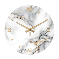 Horloges de table décoratives modernes pour la maison, en marbre noir naturel rond, design actuel