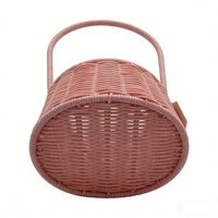 Panier rose en rotin PP écologique moderne, très vendu, avec poignée, 100 % tressé à la main, pour demoiselle d'honneur, idéal pour la décoration de jardin