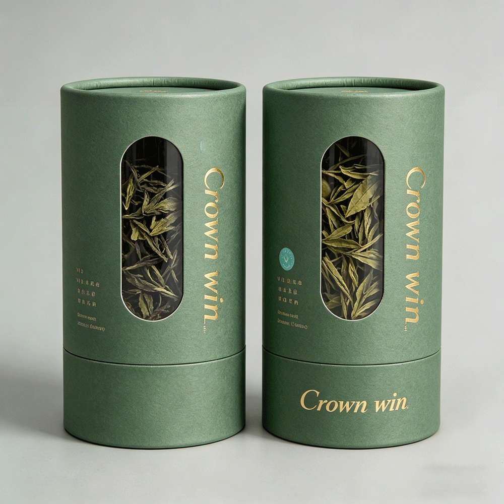Manufacture Biodegradable Paper Tea Box Cardboard Round Box Packaging Custom Design Gift Tea Tube Boxes With Transparent Window