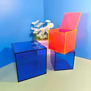 Caja de Acrílico Personalizada, Caja de Almacenamiento de Cinco Lados Colorida, Caja de Embalaje para Regalos, Caja de Almacenamiento con Tapa Abatible, Cubierta Protectora contra el Polvo - Product Image 2