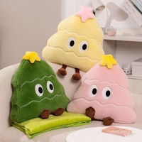 Coussin décoratif Arbre de Noël mignon avec visage Kawaii, super doux, pour canapé, jouet en peluche, parfait pour les décorations ou les cadeaux de Noël