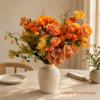 Bouquet d'automne artificiel orange très demandé, fleurs artificielles en soie au toucher réel pour la décoration de mariage et de table à la maison